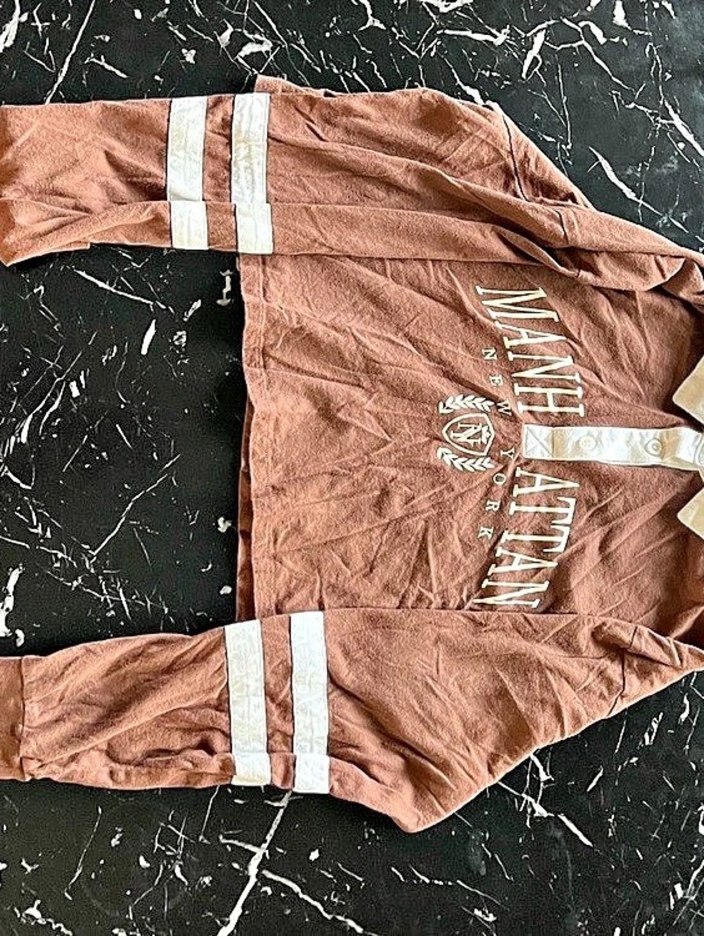 Hollister Color Block Rugby Style Poli in Brown & White